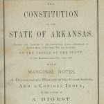 Front page of Arkansas Constitution with text and State Seal