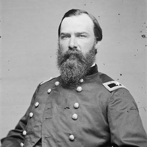 White man with long beard in military uniform