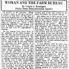 "Woman and the Farm Bureau" newspaper clipping