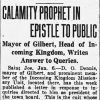 "Calamity prophet in epistle to public" newspaper clipping