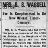 "Mrs. S. S. Wassell" newspaper clipping