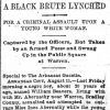 "A Black Brute Lynched" newspaper clipping