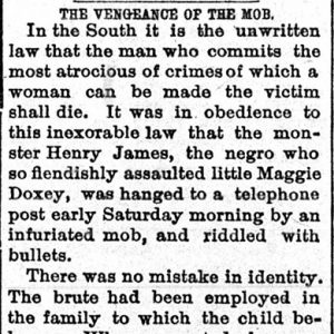 "The Vengeance of the Mob" newspaper clipping