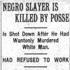 "Negro slayer is killed by posse" newspaper clipping