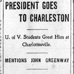 "President goes to Charleston" newspaper clipping