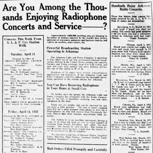 "Are you among the thousands enjoying radiophone concerts and service?" newspaper clipping