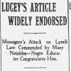 "Lucey's article widely endorsed" newspaper clipping