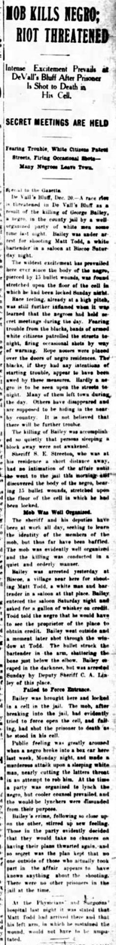 "Mob kills Negro riot threatened" newspaper clipping