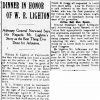 "Dinner in honor of W. R. Lighton" newspaper clipping