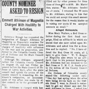 "County nominee asked to resign" newspaper clipping