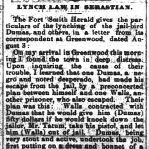 "Lynch law in Sebastian" newspaper clipping