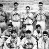 Group of young white men in "Angels" baseball uniforms