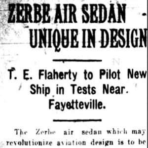 "Zerbe Air Sedan Unique in Design" newspaper clipping