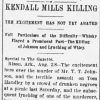 "Kendall Mills Killing" newspaper clipping