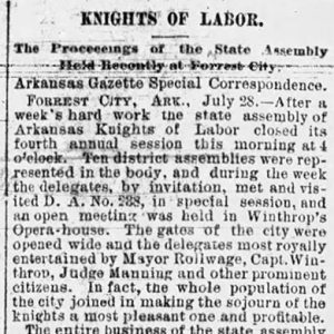 "Knights of Labor" newspaper clipping