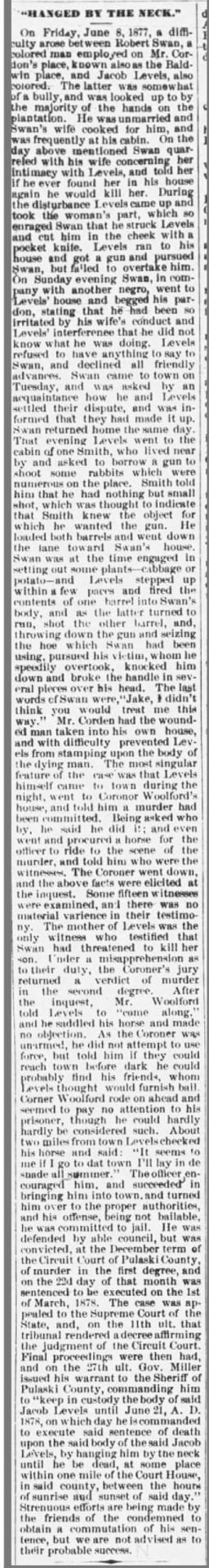 "Hanged by the neck" newspaper clipping