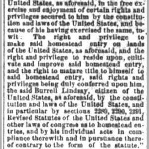 "Interfering with homesteaders on government land" newspaper clipping