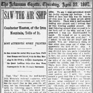 "Saw the air ship" newspaper clipping