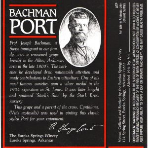 Paper label "Bachman Port"