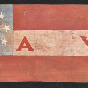 Red white and blue flag with stars and "A VOL" stitched on white stripe