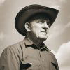 White man in cowboy hat and collared shirt