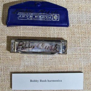 "Bobby Rush" autographed harmonica with blue case