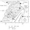 Map of Arkansas and surrounding states divided into geological regions with scale below it