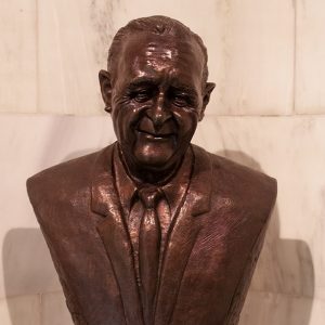 Bronze bust of man's head and shoulders