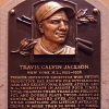 Bust of white man with baseball cap on "Travis Calvin Jackson" plaque