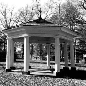 Pergola structure with columns on residential property