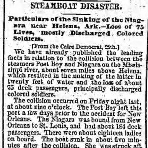 "Steamboat Disaster" newspaper clipping