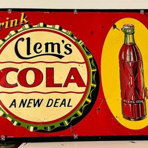 Metal sign "Drink Clem's Cola A New Deal"