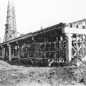 Concrete bridge under construction