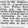 "Lynched by his neighbors" newspaper article