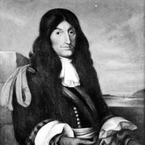 White man with long hair in military uniform and cravat