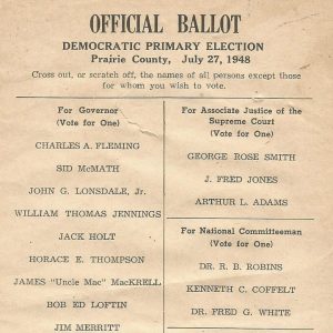 "Official Ballot Democratic Primary Election" document with directions and list of candidates