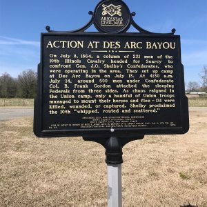 "Action at Des Arc Bayou" historical marker sign