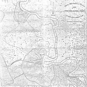 Hand drawn map with White River and fortifications along it