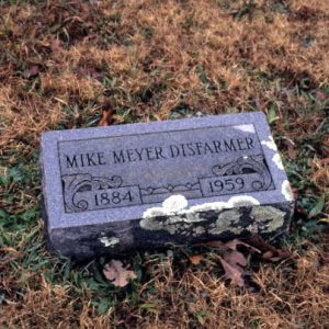 Flat engraved grave stone on brown grass