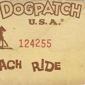 Stagecoach with horses printed on ticket number 124255