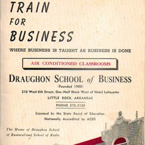 Cover of "Train for Business" book with picture of two-story building with a red roof