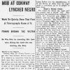 "Mob at Conway lynched Negro" newspaper clipping