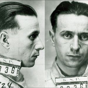 Mug shots of white man with faint mustache