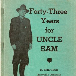 White man in hat and suit on green book cover with black text