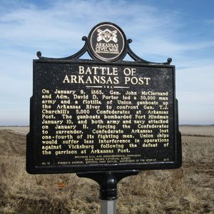 "Battle of Arkansas Post" historical marker sign