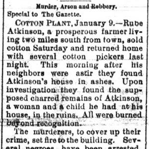 "Murder Arson and Robbery" newspaper clipping