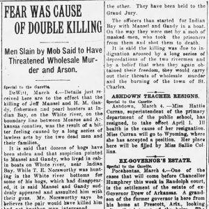 "Fear was cause of double killing" newspaper clipping