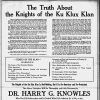 "The Truth About the Knights of the Ku Klux Klan" newspaper clipping