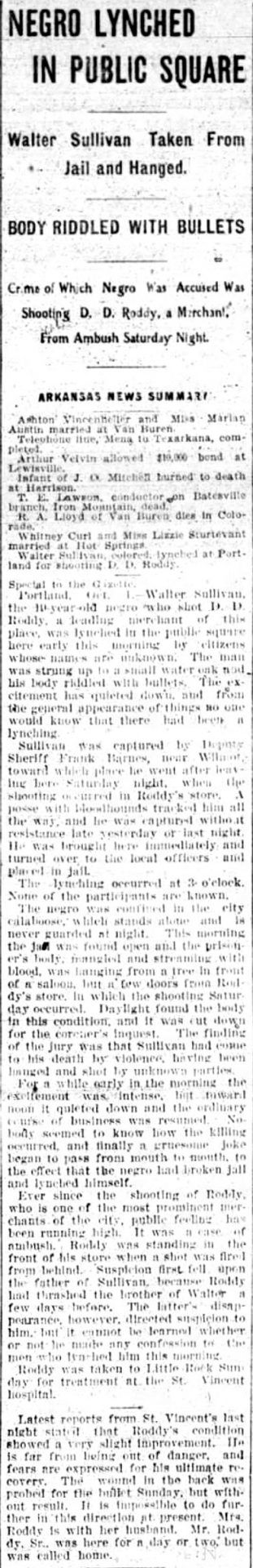 "Negro lynched in public square" newspaper clipping