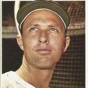 Young white man in baseball uniform and cap on White Sox card